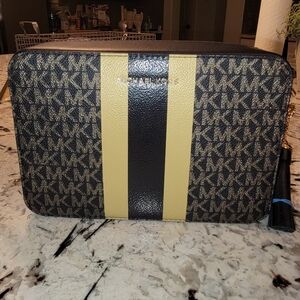 Michael Kors Signature Black and Yellow Evening Bag with Shoulder Strap